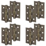 Decoranddecor Door Hinges Internal - Fire Rated - 3inc / 76mm - Ball Bearing - Steel - Antique Brass - 4 Pairs