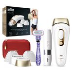 Braun Silk·Expert Pro 5 PL5387 Latest Generation IPL, Visible Hair Removal, White&Gold & Braun Face Mini Hair Remover FS1000