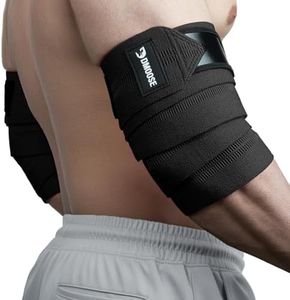 DMoose Fitness Elbow Wraps for Weightlifting (Pair) - 40'' Adjustable Elbow Strap for Gym Workout & Bench Press, Compression Elbow Wraps for Tendonitis & Joint Support, Elbow Sleeve (Black)