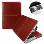 Se7enline PU Leather Book Case Compatible with MacBook Pro 13 inch Model A1278 with CD-ROM 2010/2011/2012 Released Sleeve Carrying Cover Folio Case with Transparent Keyboard Cover, Brown