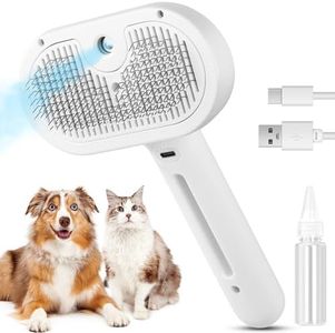 Cat Steam Brush for Shedding, Pet Brush for Long & Short Haired Fur Grooming, Self-Cleaning Dog Hair Removal Comb with Water Tank