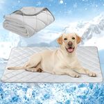 Dog Cooling Mat, Washable Dogs Cats Pet Non-Toxic Cooling Pads Summer Sleeping Kennel Mats，Pet Self Cool Ice Blanket for Indoor & Outdoor Dog Beach Essentials Light Gray Medium