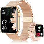 Smart Watch for Women (Answer/Make Calls), 1.85" Full Touchscreen Fitness Tracker Heart Rate Sleep Monitor AI Voice Assistant Pedometer, IP67 Waterproof smartwatch for Android iPhone,Rose Gold