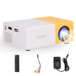 Portable Mini Projector, 1920x1080 24 to 60in Large Screen Outdoor Movie Projector, with Remote Control, for Outdoor Camping Video Home Bedroom Theater (US Plug)