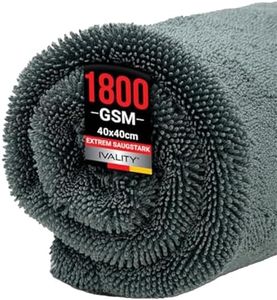 Ivality® Auto Trockentuch Klein 40x40 cm – 1800 GSM Ultra Saugstarke Mikrofasertücher für Autopflege und Motorrad, Fusselfreies, Lack-schonendes Twisted Towel Microfasertücher - Grau