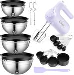 Lord Eagle 5-Speed Hand Mixer Electric With 4 Mixing Bowls Set
