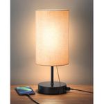 Classic Table Lamp | Bedside Lamp for Bedroom - 3 Way Dimmable Table Lamp USB C Charging Ports and AC Outlet, Small Desk Lamp for Living Room, Office - Bulb Included - LT-T12