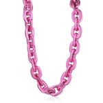 Remuuly Plastic Chain Necklace Hip Hop Rapper Chunky Big Fake Necklace Halloween Accessory(Pink,39 Inches)