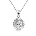 Crystalline Azuria Crystals Disco Ball White Pendant Necklace for Women 18 inches Solid Silver S925 for Women