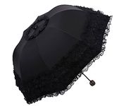 Honeystore Princess Lace Ultraviolet-Proof Folding Umbrella Anti-uv Dome Parasol Black