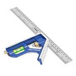 WORKPRO Combination Square 12Inch/300mm, Engineers Set Square, Stainless Steel Angle Ruler, Adjustable Carpentry Square 45/90 Degree with Bubble Level, Measuring Tool for Engineer Carpenter