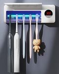 UV Toothbrush Sanitizer, HouseGem Toothbrush Sanitizer Holder, Sterilization & Timing Functions, 2000mAh Rechargeable Cordless Wall Mounted Toothbrush Sterilizer Toothbrush Holders for Bathrooms