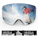 Whale Ski Goggles OTG Magnetic Snowboard Goggles for Men, Women, Kids and Teens 100% UV Protective Lens (Silver polarizer, Child/6-14)