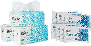 Amazon Brand - Presto! Surface Cleaning Wipes - 30 wipes/pack (Pack of 8) & Presto! 2 Ply Facial Tissue Soft Pack - 200 Pulls (Pack of 3)