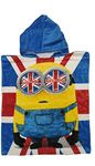 Official Minions British Invasion King Bob Union Jack Hooded Towel Poncho