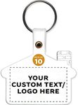 DISCOUNT PROMOS Custom House Shaped Soft Key Tags Set of 10, Personalized Bulk Pack - Perfect for Tradeshows, Party Favors, Events - White