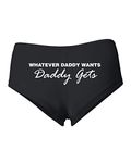 Wild Bobby Whatever Daddy Wants Daddy Gets Women's Cotton Spandex Booty Shorts, Black-daddy Gets, XX-Large