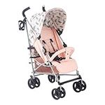 My Babiie MB02 Stroller - from Birth to 4 Years (22kg), Lightweight & Compact Umbrella Fold, Travel Buggy for Toddlers, Pushchair Includes Cup Holder and Rain Cover - Pink & Grey Chevron