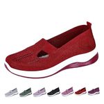 Jegwey Orthopedic Sneakers for Women,Women's Woven Orthopedic Breathable Soft Shoes Walking,Slip on Diabetic Foam Shoes (Red,8)