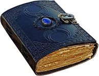 ALCRAFT Vintage Leather Celtic Triple Moon Grimoire Black Book of Shadows Spellbook Journal for Men Women, Wicca Wiccan Pagan Witchcraft Writing Notebook, Blank Unlined Pages