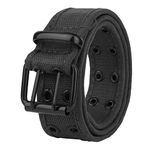 Gelante Canvas Double Grommet Hole Belt 12 Colors, Black, Small