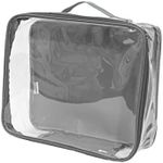 Medium Clear Travel Packing Cube/See-Through Clothes Organizer for Carry on & Checked Suitcase, RV or Camping/Transparent Storage Cell/Doll Storage/Game Day Stadium Approved (Gray)