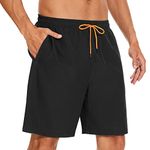 YUTYTH Men’s Swimming Shorts Swim Trunks Waterproof Quick Dry Beach Shorts Surfing Board Shorts with Mesh Liner and Pockets Black