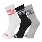 Diversa Sports & Gym Workout Socks for Men & Women with Premium Cotton | Crew Calf Length Socks, Free Size | Running, Cycling & Gym | Odour Free (WHITE, BLACK, GREY)