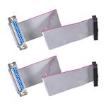 sourcing map IDC Wire Flat Ribbon Cable DB25 Female to FC-26 Female Connector 2.54mm Pitch 20cm Length, 2pcs