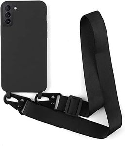 2NSPDRGNI Funda con Cuerda Compatible con Samsung Galaxy S24 Plus,Colgante Collar Correa de Cuello Cadena Cordón Silicona Suave Case,Negro
