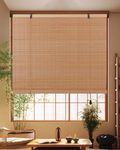 FoundGo Bamboo Roller Blinds No drilling, WxH:100x160cm Retro Roller Bamboo Blinds Bamboo Roll Up Window Bamboo Roller Curtain Light Filtering Shades for Windows,Veranda (Width x Height)