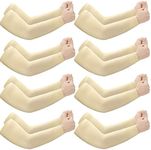 8 Pairs Elderly Skin Thin Protector Sleeves Bruise Abrasions Protective Arm Sleeve, Beige, Medium