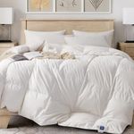 Royal Elite- Down Comforter King Size- Made in Canada All Season White Down Duvet Insert with Corner Tabs- RDS Certified- Oeko Tex Cotton Shell