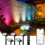 Linkind Smart Solar Spot Lights Outdoor SL5 with Motion Sensor, APP Control Color Changing Solar Christmas Halloween Lights Outdoor, IP65 Landscape Lighting for Yard, Garden, Pathway(6 Pack)
