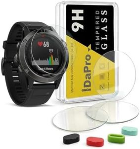 [4 Pack] Screen Protector for Garmin fenix 5S 42mm + Silicone Anti-dust Plugs, iDaPro Tempered Glass Anti-Scratch Bubble-Free