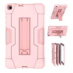 Jaorty 3 in 1 Hybrid [Soft&Hard] Heavy Duty Rugged Stand Cover Shockproof Anti-Slip Anti-Scratch Full-Body Protective Cases for Samsung Galaxy Tab A 8.0 2019 (T290 T295 T297),Pink