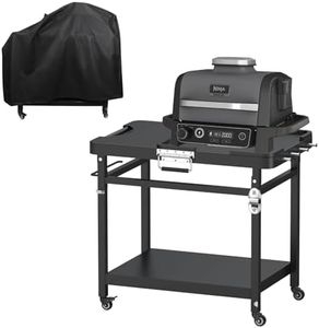 Universal Grill Stand for Ninja Woodfire Outdoor Grills,Portable Foldable Grill Cart Table for XSKUNSTAND OG700 OG800 OG900 OO101 SER Smoker Pizza Oven Accessories with 4 Wheels & Cover
