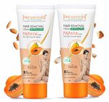 Aaryanveda Papaya Hair Removal Cream | 2-Minute Action, Whitening Effect, Active Smooth Formula, Painless & Gentle Hair Remover for Men & Women (120 g, Set of 2)