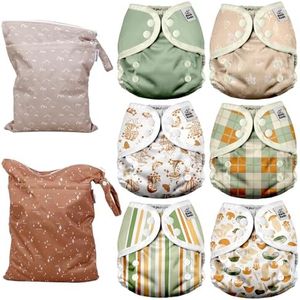 Mama Koala Reusable Adjustable Cloth Diaper Covers Size S,with 2 Pack Waterproof Wet Dry Bags