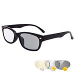 EYEGUARD Classic Transition Lens Photochromic Reading Glasses Spring Hinged Readers Sunglasses for Men and Women: +2.50, Black