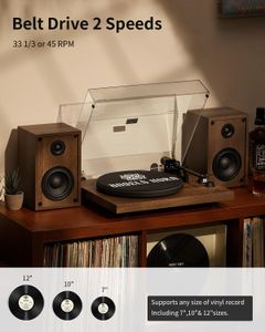 Bluetooth Vinyl Record Player – Wireless Turntable with Built-In Speakers