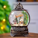 Christmas Snow Globes (12 Inch, Ellipses-House Santa Flying Deer)