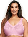 Glamorise Women's Plus Size MagicLift Moisture Control Bra Wirefree #1064, Pink Heather, 38C