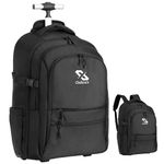 Golkcrux Rolling Backpack, Backpack with Wheels, Water-Resistant Rolling Backpack for Men Women Adults to Business and College, Travel Backpack up to 17 inch Laptops (Black SIZE:13 x 9 x 19 inches),