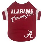 NCAA Alabama Crimson Tide T-Shirt for Dogs & Cats, Large. Football/Basketball Dog Shirt for College NCAA Team Fans. New & Updated Fashionable Stripe Design, Durable & Cute Sports PET TEE Shirt Outfit