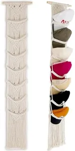 Cap Holder-1 Pack Hat Organizer for Baseball Caps, Macrame Hat Rack for Wall, Cap Rack for Baseball Cap Display Boho Macrame Cap Hanger Over Door Organizer Up to 14 Caps
