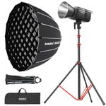 GODOX LE200Bi LED Video Light Kit, 220W Bi-Color COB with 35.4''/90cm Softbox, 280cm Stand, 2800K-6500K, CRI 98+, Bluetooth/DMX Control for Studio, YouTube Filming