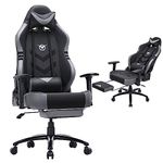 COLAMY Big and Tall Gaming Chair with Footrest 350lbs-Racing Style Computer Gamer PC Chair, Ergonomic High Back with Wide Seat, Reclining Back, 3D Armrest, Headrest and Lumbar Support for Adult, Grey