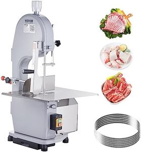 Commercial Electric Meat Bandsaw, 1100W Stainless Steel Countertop Bone Sawing Machine, Workbeach 19.3" x 15", 0.16-7.9 Inch Cutting Thickness, Frozen Meat Cutter with 6 Blades for Rib Pork Beef