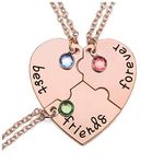 Jovivi Best Friends Forever and Ever Friendship Necklaces for 3/4,Alloy Heart Matching Puzzle Piece BBF Pendant Necklace Friendship Jewelry Birthday Gifts, Rhinestone, No Gemstone